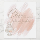 Modern Boho Pink Elegant Floral Wedding Wijn Etiket (Enkel label)