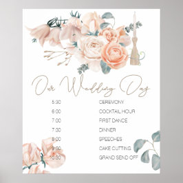 Modern Boho Pink Elegant Wedding Planning Sign Poster