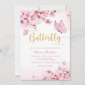 Modern Boho Pink Floral Butterfly Girl Baby shower Kaart (Voorkant)