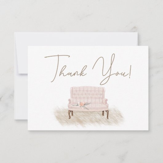 Modern Boho Pink Floral Elegant Bedankkaart (Voorkant)