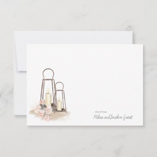 Modern Boho Pink Floral Elegant Bedankkaart (Achterkant)