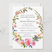 Modern Boho Pink Floral Wedding Kaart (Voorkant)