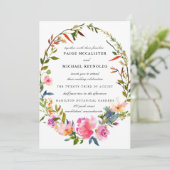 Modern Boho Pink Floral Wedding Kaart (Staand voorkant)