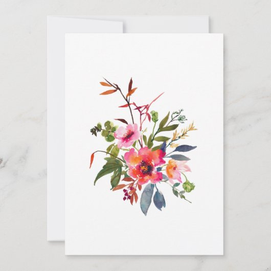 Modern Boho Pink Floral Wedding Kaart (Achterkant)