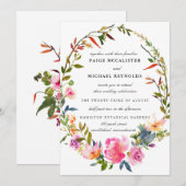 Modern Boho Pink Floral Wedding Kaart (Voorkant / Achterkant)