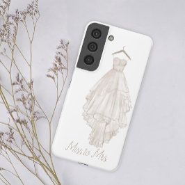Modern Boho Pink Floral Wedding Miss aan Mrs. Samsung Galaxy Hoesje