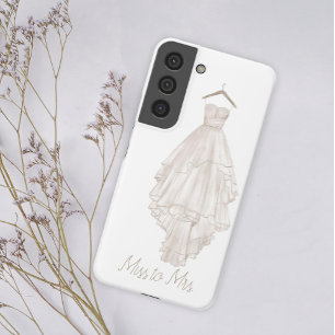 Modern Boho Pink Floral Wedding Miss aan Mrs. Samsung Galaxy Hoesje