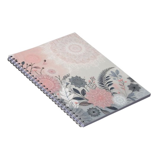 Modern Boho Pink Grey Notebook Notitieboek (Rechterzijde)
