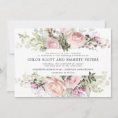 Modern Boho Pink Rose Floral Wedding Kaart (Voorkant)