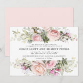 Modern Boho Pink Rose Floral Wedding Kaart (Voorkant / Achterkant)
