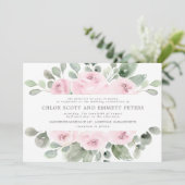 Modern Boho Pink Rose Floral Wedding Kaart (Staand voorkant)