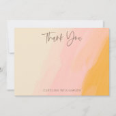 Modern Boho Pink Yellow Cute Script Baby shower Bedankkaart (Voorkant)