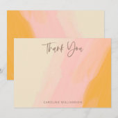 Modern Boho Pink Yellow Cute Script Baby shower Bedankkaart (Voorkant / Achterkant)