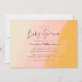 Modern Boho Pink Yellow Cute Script Baby shower Kaart (Voorkant)