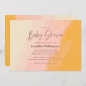 Modern Boho Pink Yellow Cute Script Baby shower Kaart (Voorkant / Achterkant)