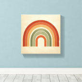 Modern Boho Rainbow Art - Minimalist Terracotta an Canvas Afdruk (Insitu (Houten vloer))