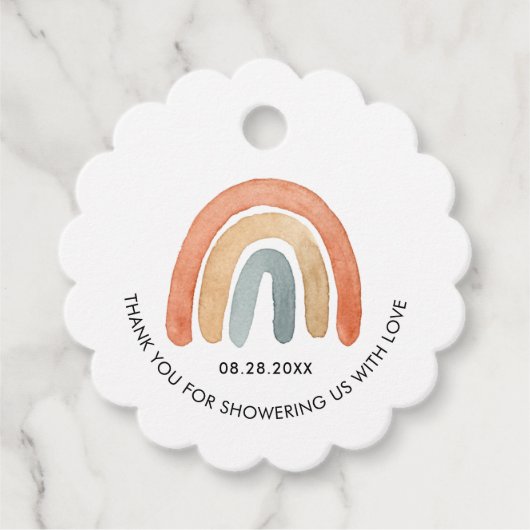 Modern Boho Rainbow Baby shower Bedankjes Labels (Voorkant)