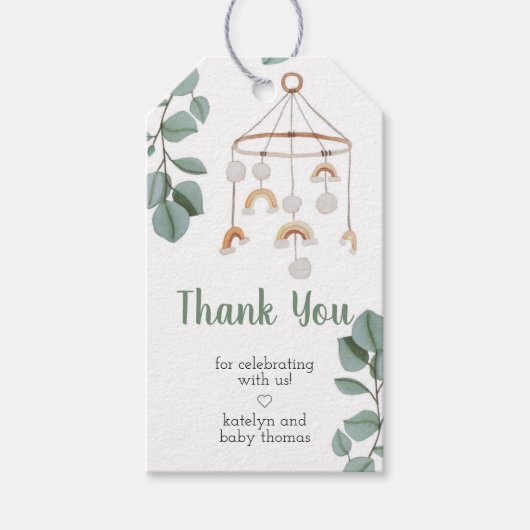 Modern Boho Rainbow Baby shower Cadeaulabel (Voorkant)