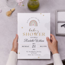 Modern Boho Rainbow Baby shower Kaart
