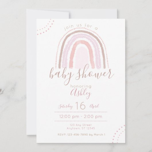 Modern Boho Rainbow Baby shower Sprinkle Kaart (Voorkant)
