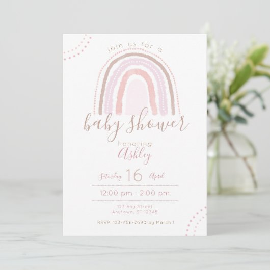 Modern Boho Rainbow Baby shower Sprinkle Kaart (Staand voorkant)