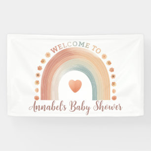 Modern Boho Rainbow Baby shower Welkom Banner - W