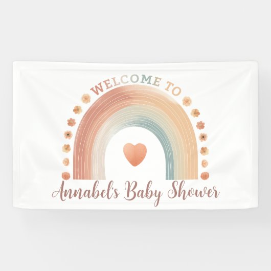 Modern Boho Rainbow Baby shower Welkom Banner - W (Horizontaal)