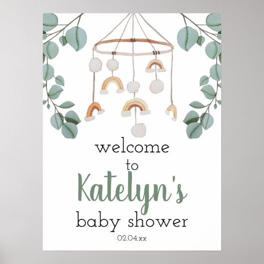 Modern Boho Rainbow Baby shower Welkom Poster (Voorkant)