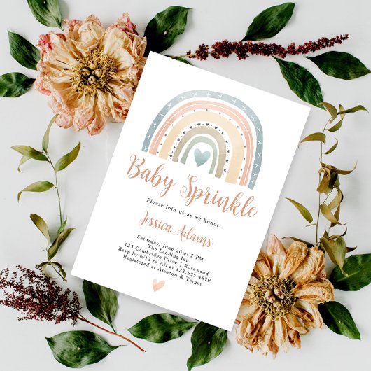 Modern Boho Rainbow Baby Sprinkle Kaart