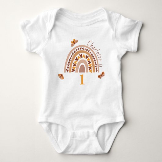 Modern Boho Rainbow Birthday Custom Name & Age Romper (Voorkant)