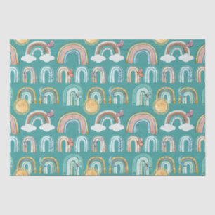 Modern Boho Rainbow Blauwgroen Terracotta Mustard  Tissuepapier