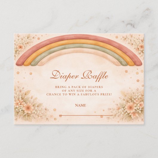Modern Boho Rainbow Diapper Raffle Informatiekaartje (Voorkant)