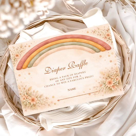 Modern Boho Rainbow Diapper Raffle Informatiekaartje