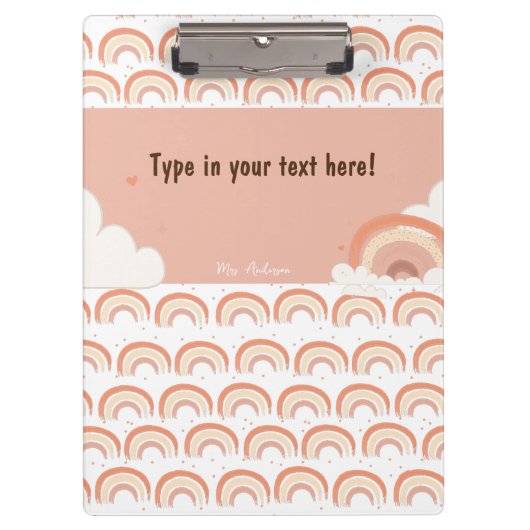 Modern Boho Rainbow gepersonaliseerd Multomap, op Klembord (Voorkant)
