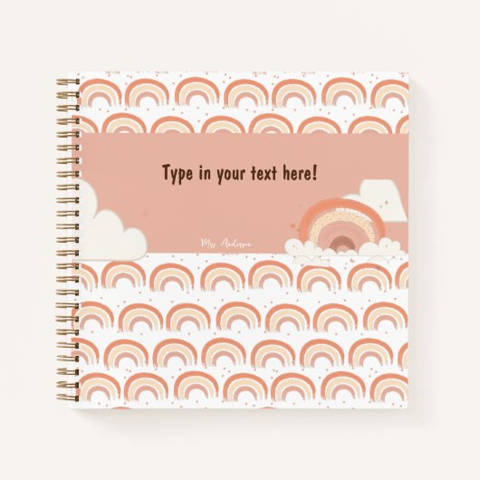 Modern Boho Rainbow gepersonaliseerd Multomap, op  Notitieboek (Voorkant)