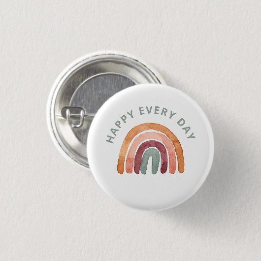 Modern Boho Rainbow - Happy Elke dag - Ronde Button 3,2 Cm (Voorkant /achterkant)