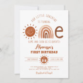 Modern Boho Rainbow Little Sunshine First Birthday Kaart (Voorkant)