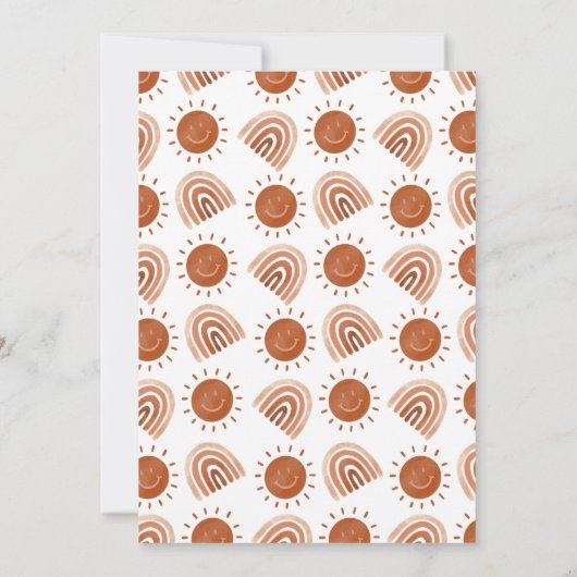 Modern Boho Rainbow Little Sunshine First Birthday Kaart (Achterkant)