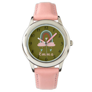 Modern Boho Rainbow met persoonlijke naam Horloge