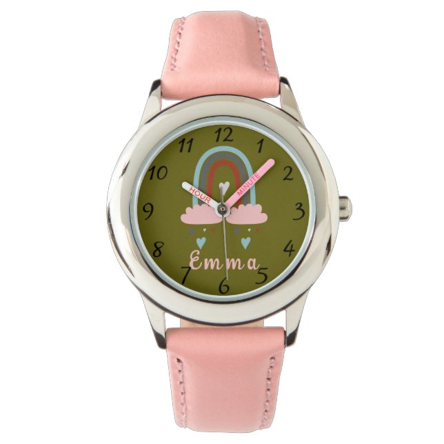Modern Boho Rainbow met persoonlijke naam Horloge (Voorkant)