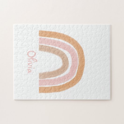 Modern Boho Rainbow Name Puzzle Legpuzzel (Horizontaal)