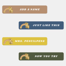 Modern Boho Rainbow Neutral Custom Name Labels