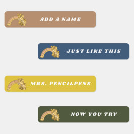 Modern Boho Rainbow Neutral Custom Name Labels