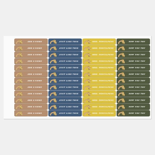 Modern Boho Rainbow Neutral Custom Name Labels (Vel)