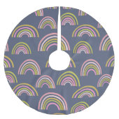 Modern Boho Rainbow Pattern in Navy Blue Kerstboom Rok (Voorkant)