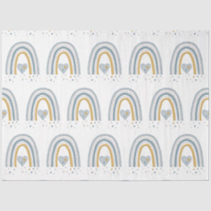 Modern BOHO Rainbow Stars Dusty Blue Mustard Boy Tissuepapier