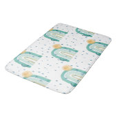 Modern Boho Rainbow Sun Moon Blauwgroen Blue Navy  Badmat (Gekanteld)