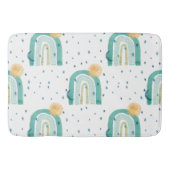 Modern Boho Rainbow Sun Moon Blauwgroen Blue Navy Badmat (Voorkant)