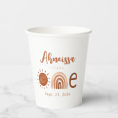 Modern Boho Rainbow Sunshine First Birthday Papieren Bekers (Voorkant)