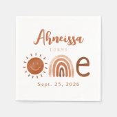 Modern Boho Rainbow Sunshine First Birthday Servet (Voorkant)